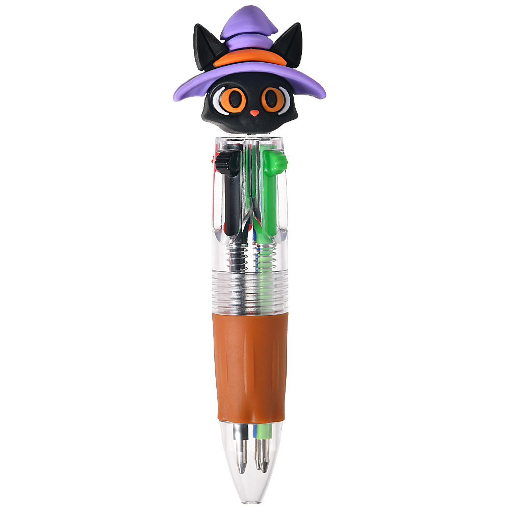 Serie de Halloween Bolígrafo de prensa de cuatro colores Mini bolígrafo lindo bolígrafo corto fácil de llevar Bolígrafo multicolor de la cuenta del estudiante