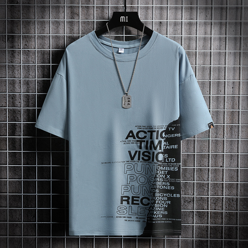 2025 New Men's Short-Sleeved Factory Supply Summer Men's Short T-Shirt Street Stall Supply Various Prints Export Half-Sleeved