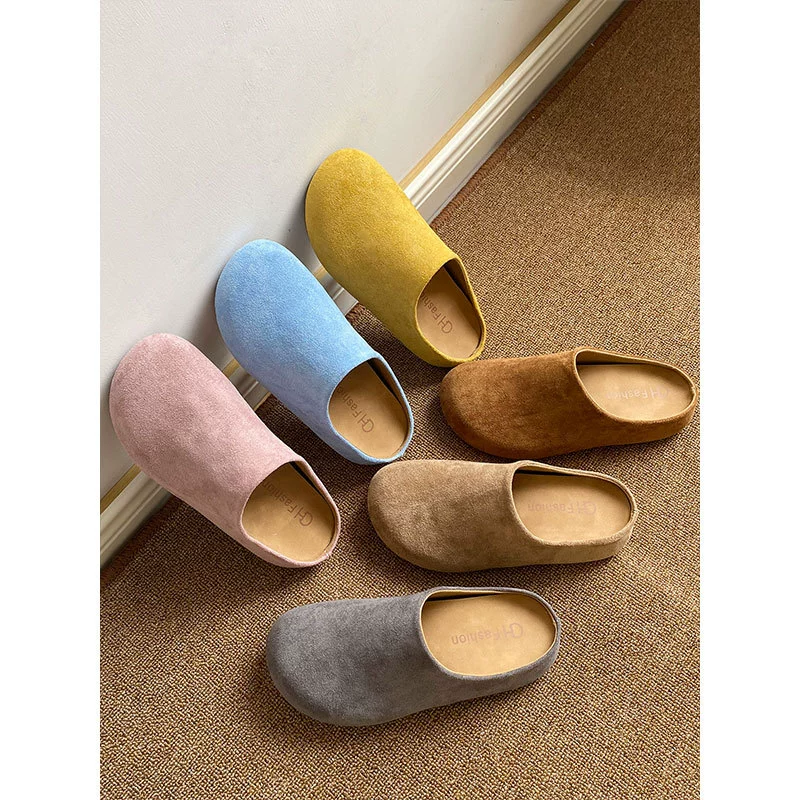 Баотоу наполовину тапочка женщина весна и осень 2025 года ретро дикий летний педаль дофаминового цвета повседневная обувь Birkenn