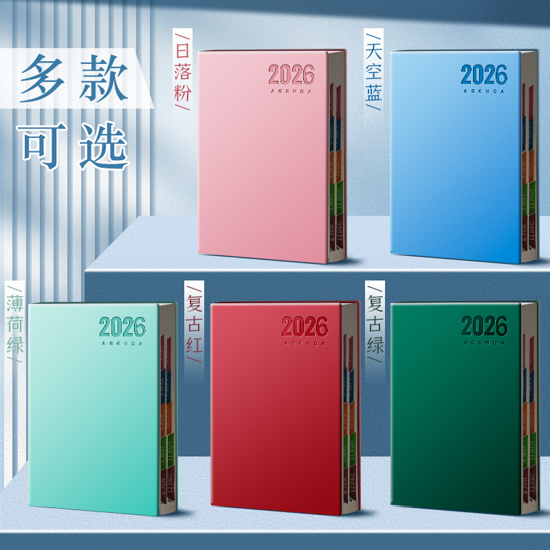 Agenda 2026 Cuaderno de notas Plan diario Cuaderno de notas Calendario Manual de tarjetas perforadas Gestión de eficiencia Autodisciplina