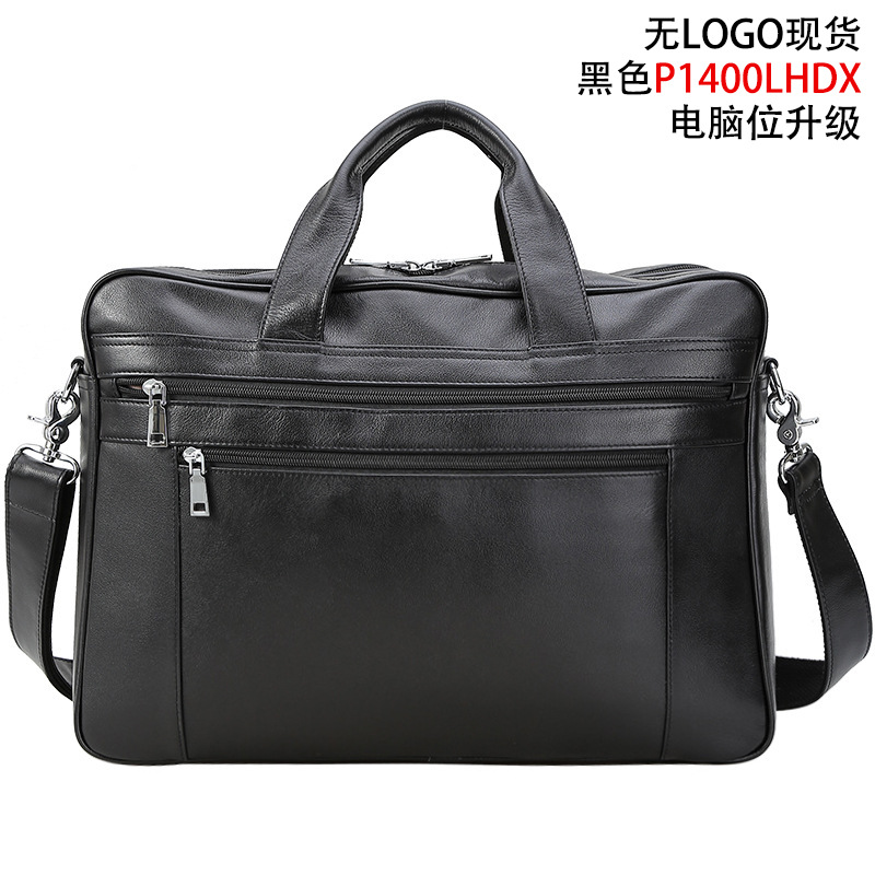 European And American Men's Portable Business Bag Leather Business Computer Bag Large Capacity Shoulder Crossbody Men's Bag Genuine Leather Briefcase