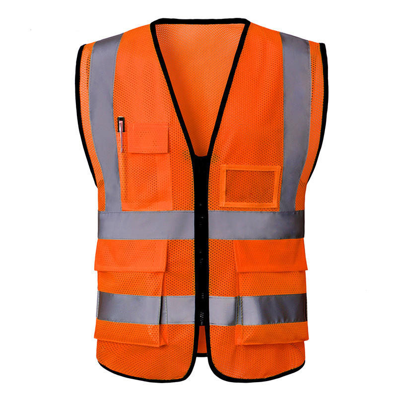 Chaleco de Seguridad Reflectante Malla de Tejido de Punto Multibolsillos Transpirable para Trabajo al Aire Libre