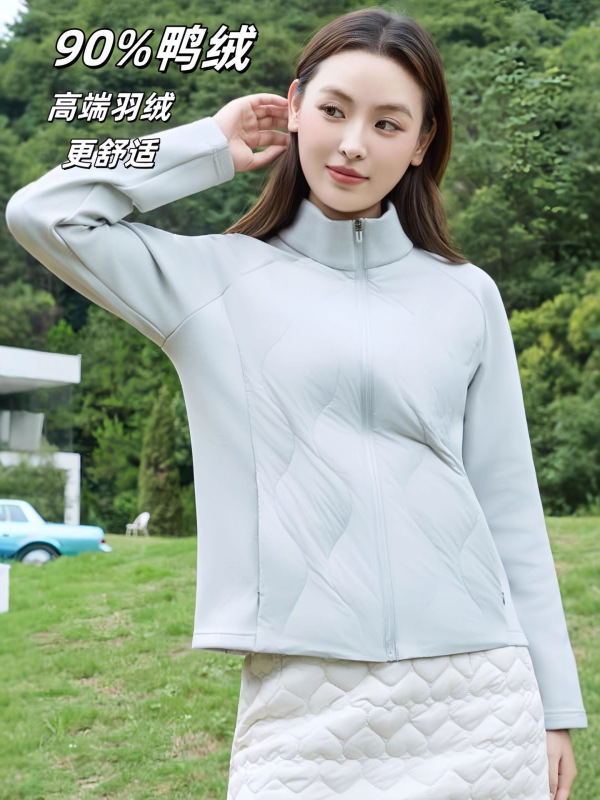 修身轻薄款羽绒服内胆女2025秋冬季新款立领拼接短款运动骑行外套|undefined