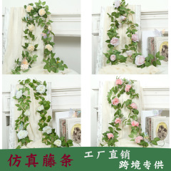 春のシミュレーション牡丹の花の藤の越境の客間の吊り天井は装飾のプラスチックのつるの人工のバラの藤を巻きます。