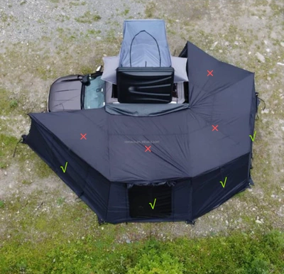 Avtomobil yan çətirləri — Tent - excluding-fan-shaped-canopy-360-degree-quick-open-fan-shaped-black-tarp-2m