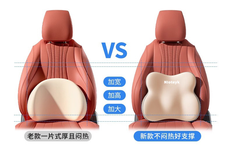 Cross-Border Car Headrest and Lumbar Support Cushion for Drivers, Long Sitting Protection, Lumbar Support Cushion for Car Use, Driving Lumbar Support Gadget