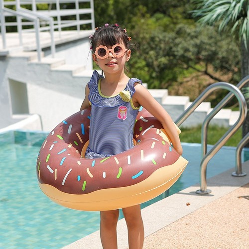 Factory direct supply of children's watermelon donut swimming ring PVC thickened cross-border new single-layer donut swimming ring