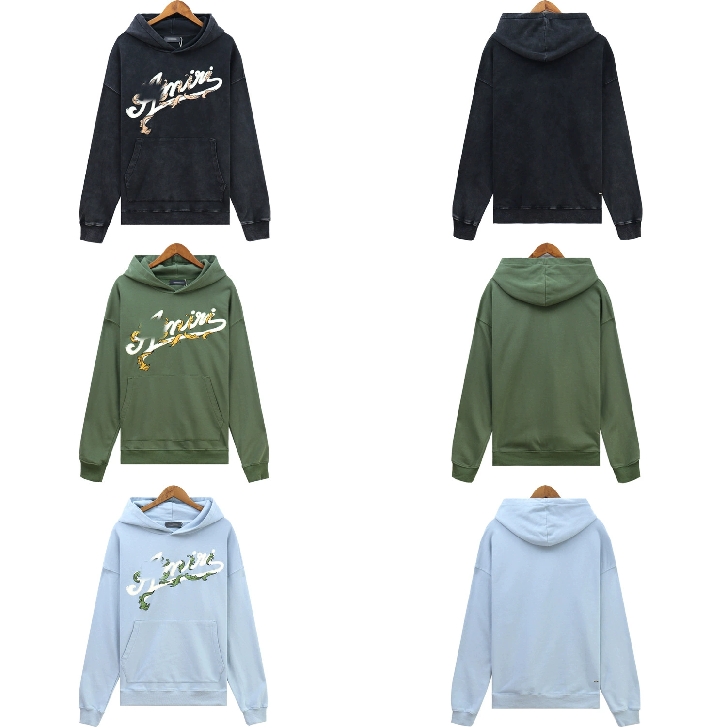 Трансграничная оптовая персонализированная тенденция буквы вышитого логотипа с длинными рукавами AMIRI High Street досуг пара свитера