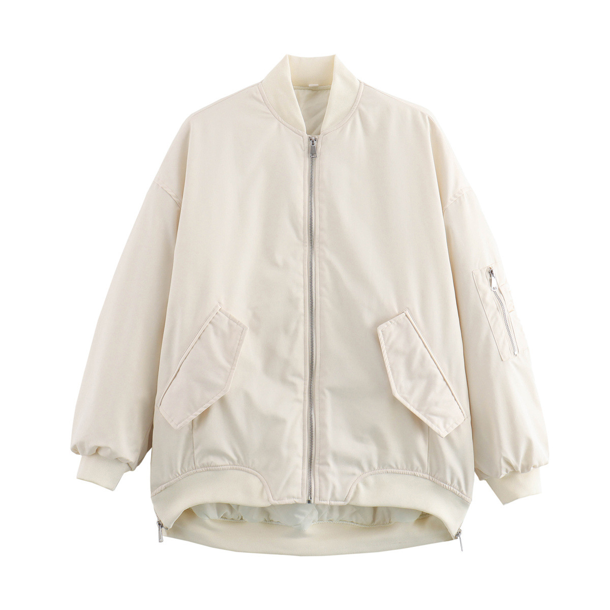 Vêtements pour femmes manteau ample en coton à fermeture éclair pour femme_voghion.com