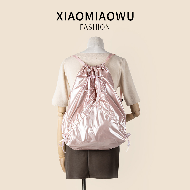 Versiune coreeană cu buzunar cu șnur de strângere, pentru femei, rucsac la modă, de înaltă calitate, simplu și casual, cu capacitate mare_voghion.com