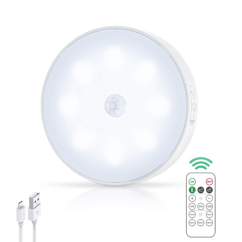 LED luz del armario inducción del cuerpo humano lámpara de hockey sobre hielo USB recargable atenuación paso luz gabinete de control remoto pasillo de la cocina