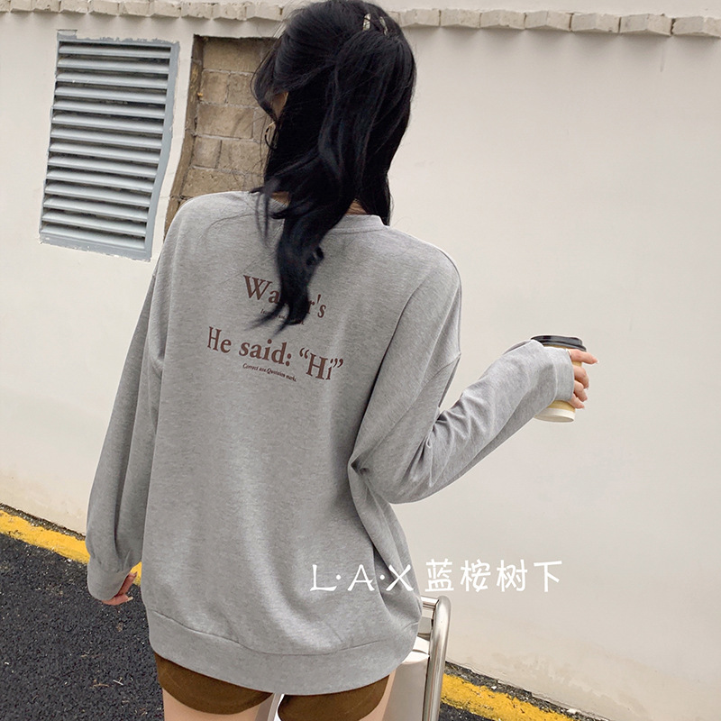 "Under the Blue Eucalyptus" New Product Shelf New Oxygen Double-sided Crewneck Long Sleeve Loose Large Edition Front and Back English Fashion Sweatshirt