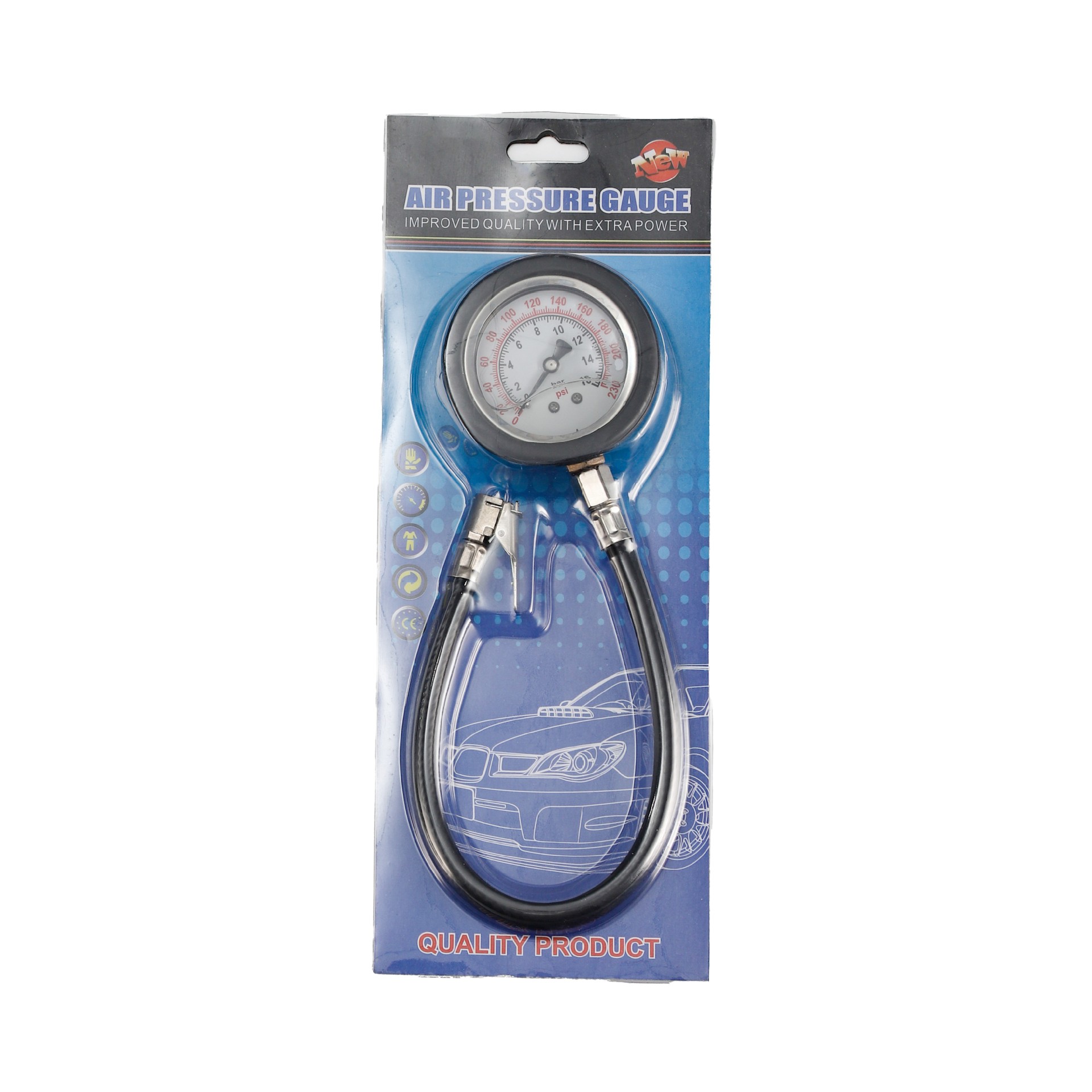 New High-Precision Tire Pressure Gauge with Tube for Measuring Car Tire Pressure, Oil-Immersed Tire Pressure Gauge, and Air Inflation Gauge