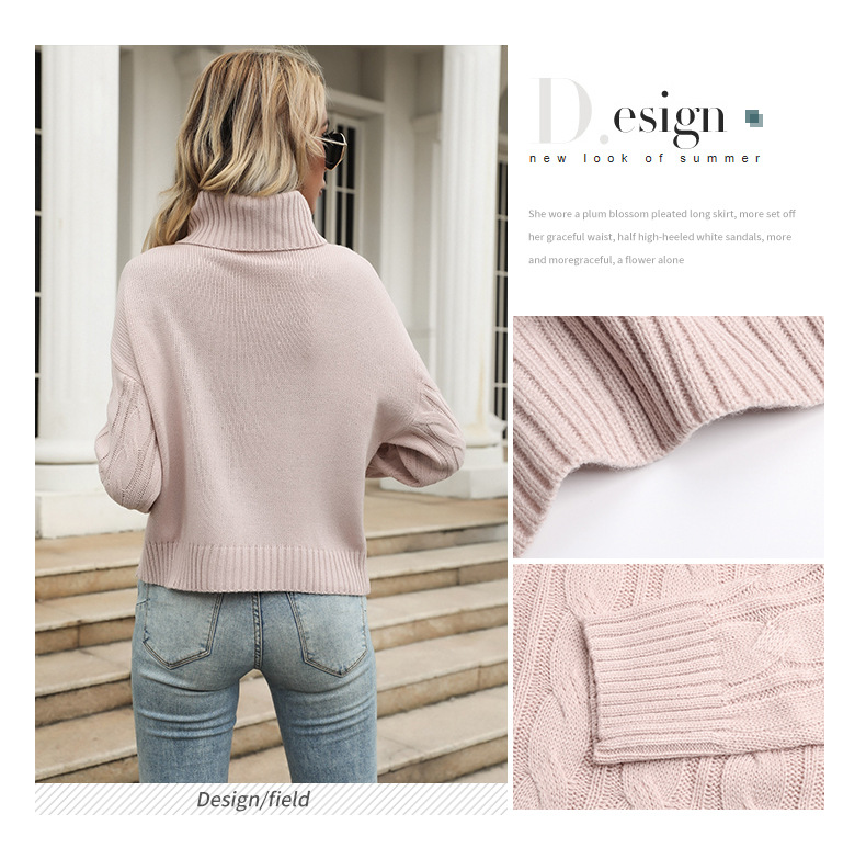 high neck pink loose sweater nihaostyles wholesale clothes NSYYF86360