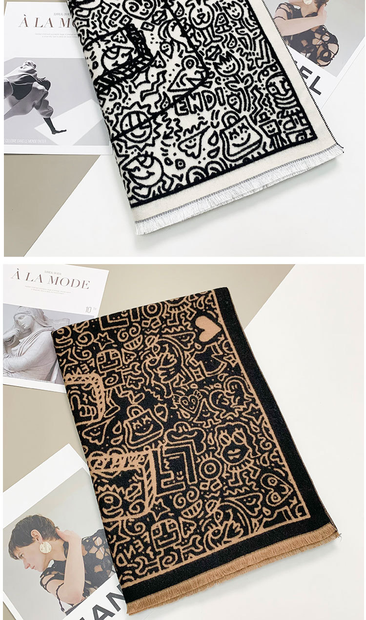 Women's Double Sided Winter Scarf Thick Warm Imitation Cashmere_voghion.com