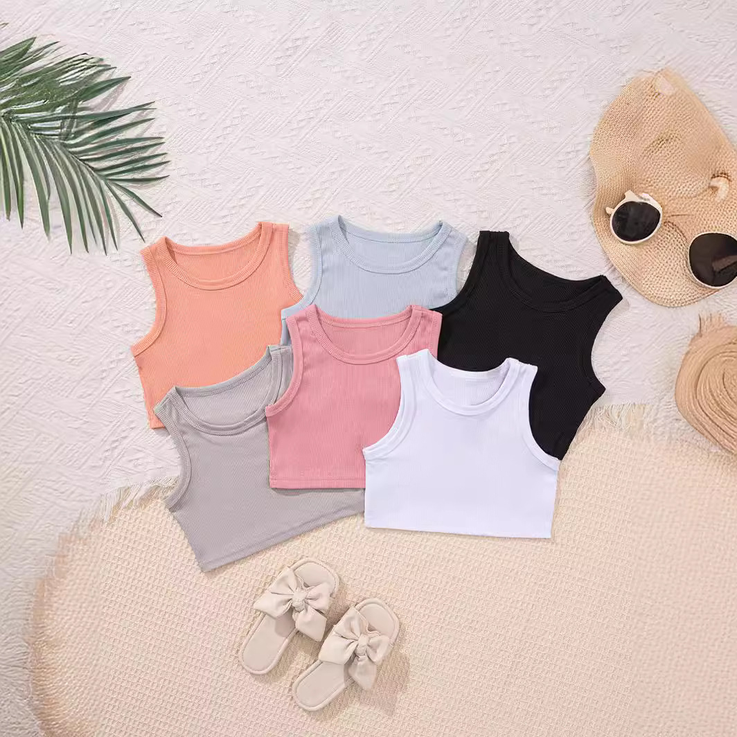 Cross-border Children's Vest Girls Sling Pit Strip Summer Short Children's Wear Amazon New Men's and Women's Vest