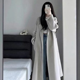 High-End Gray Outwear Jacket for Women Autumn and Winter 2024 New Off-Season Korean Mid-Length Woolen Jacket Gentle