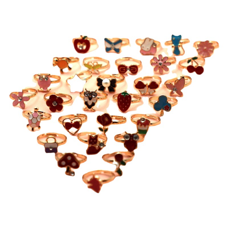Anillo de aleación anillo de dibujos animados lindo anillo de joyería para niños mezclado 36 Unidades 1 caja pequeña joyería