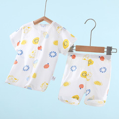 寶寶短袖套裝夏季薄款純棉嬰兒衣服背心短褲兩件套夏裝一件代發