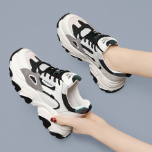 真皮厚底老爹鞋加绒小白休闲鞋2024年秋冬季增高女鞋旅游运动鞋子