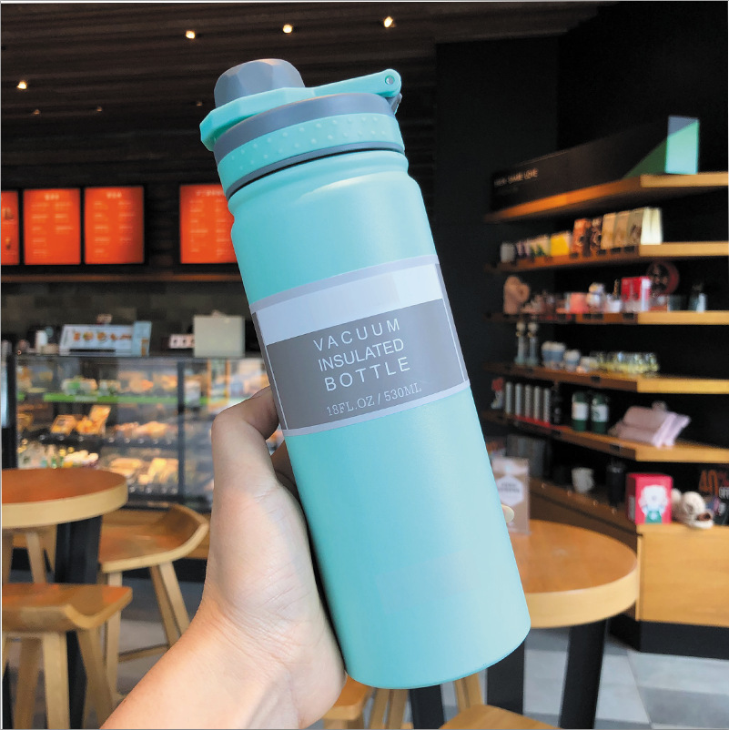 Vaso Aislado de Acero Inoxidable 304 Transfronterizo para Estudiantes Masculinos y Femeninos, Botella de Agua Deportiva Portátil para Exteriores, Venta al por Mayor para Coche