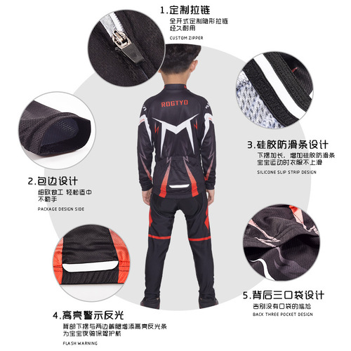 New children's spring, summer, autumn and winter long-sleeved cycling clothes, skateboards, men's and women's racing suits, roller skating performance sportswear wholesale