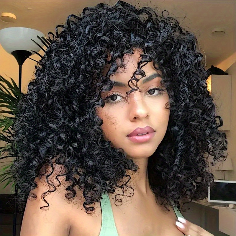 Elegant Loose Curls Suitable for Women, Elastic Cap, Heat-Resistant, Soft, Fluffy, Exotic Curly Style, Large Wave Wig