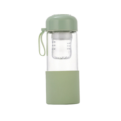 高颜值女士磁吸杯办公室泡茶杯玻璃透明密封车载杯茶水分离杯