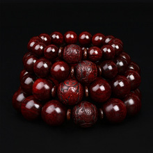 印度小叶紫檀貔貅湘工雕刻手串男士高油密老料包浆文玩佛珠批发