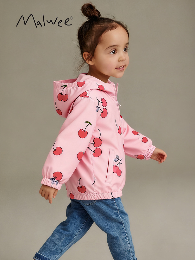 Cross-border malwee niñas abrigo de invierno nuevo estilo europeo y americano para niños pequeños extranjeros niñas con chaqueta con cremallera encapuchada abrigo
