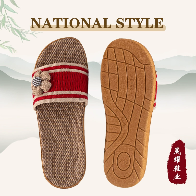 Внешняя торговля Новые льняные тапочки Four Seasons дышащие впитывающие пот удобные домашние напольные тапочки домашняя обувь тапочки оптом