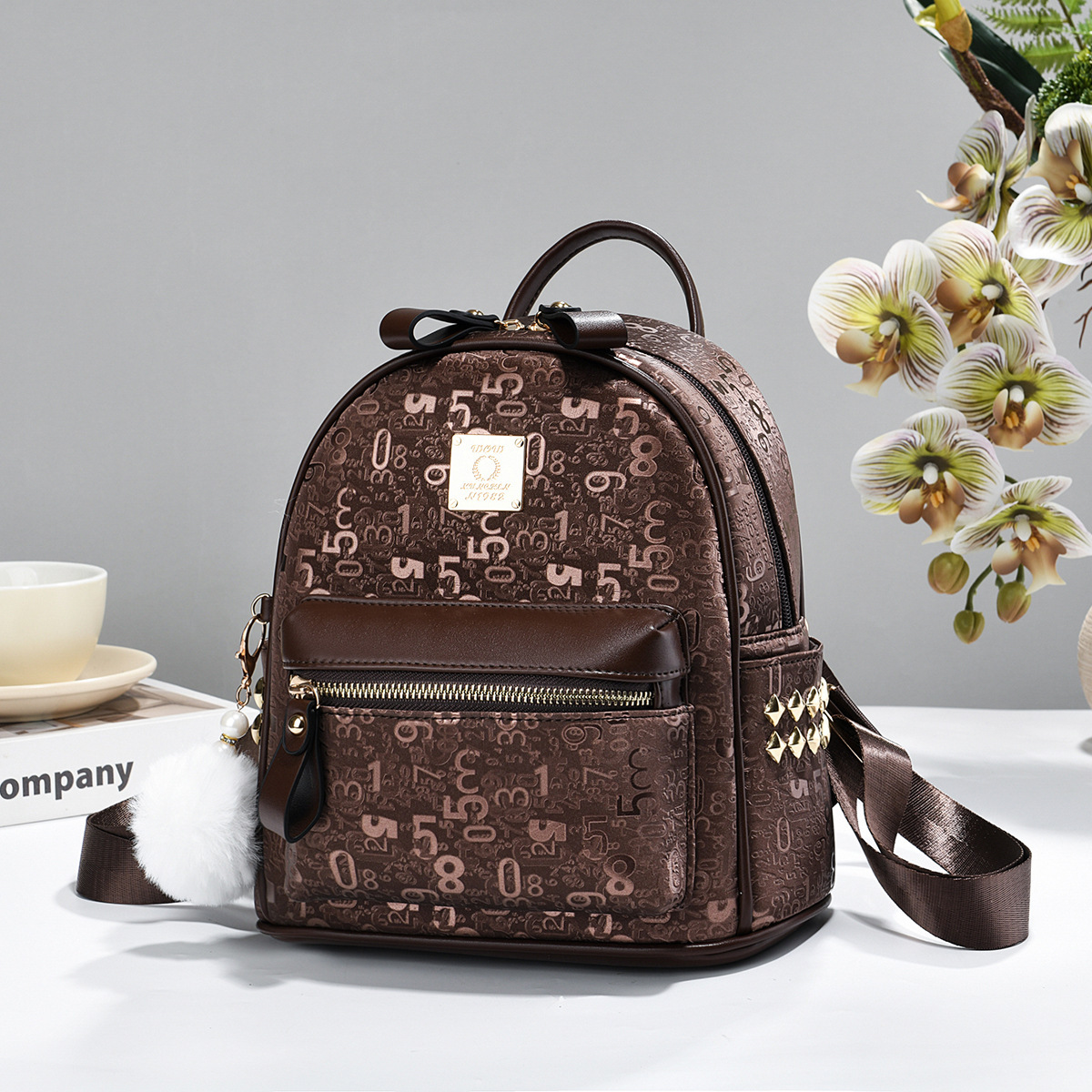 2026 nuevo temperamento retro alfanumérico impresión mochila de lujo mochila de mujer estudiantes bolsas de mujer casuales universales