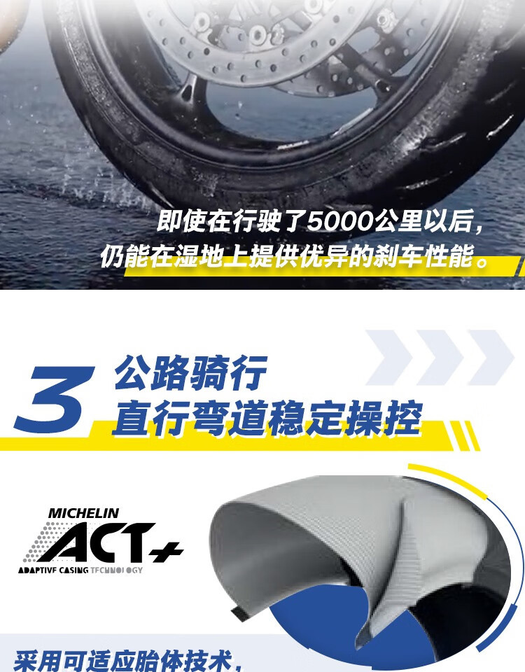 Michelin (MICHELIN)ROAD5 Motorcycle Tire Semi-hot Melt Sunny Rain Anti-skid Motorcycle Travel Vacuum Tire