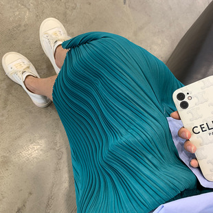 High-elastic Abdomen-supporting Summer Pregnant Women's Skirt Pressing 100-fold plus size Internet-famous Pregnant Women's Chiffon Skirt Mid-length Skirt
