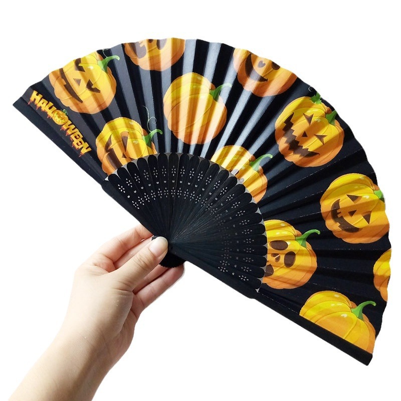 Decoración de Halloween Fan de papel calabaza elementos esqueleto Fan de papel Fantasma Halloween accesorios Fan para imprimir