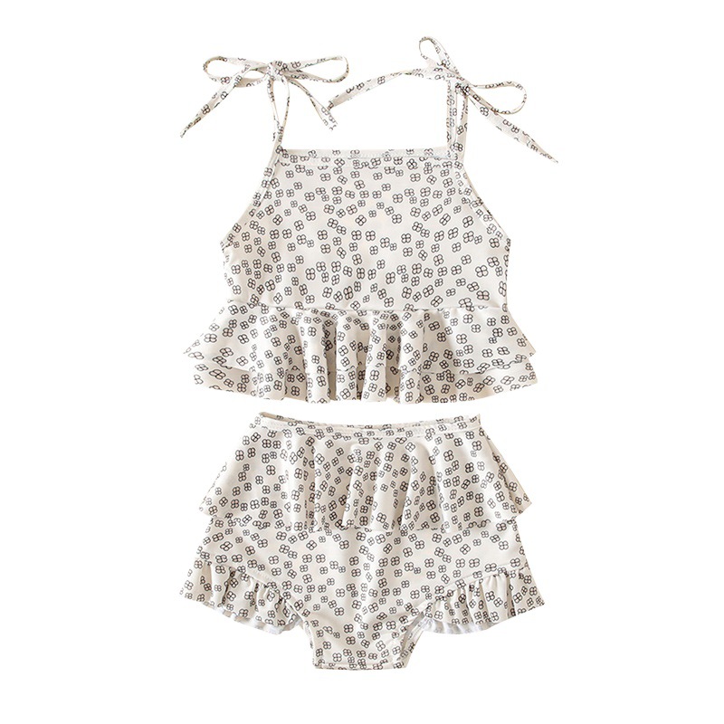 Traje de baño de dos piezas de bikini de estilo coreano para niñas ins verano correa de bebé traje de baño de una pieza sling + pantalones