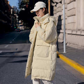 欧货高端2023冬季新款羽绒服女中长款韩版时尚宽松加厚大码外套潮