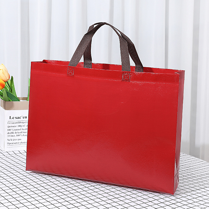 Bolso no tejido recubierto de color sólido en stock bolsa de ropa no tejida bolsa de publicidad de educación escolar urgente logotipo impreso