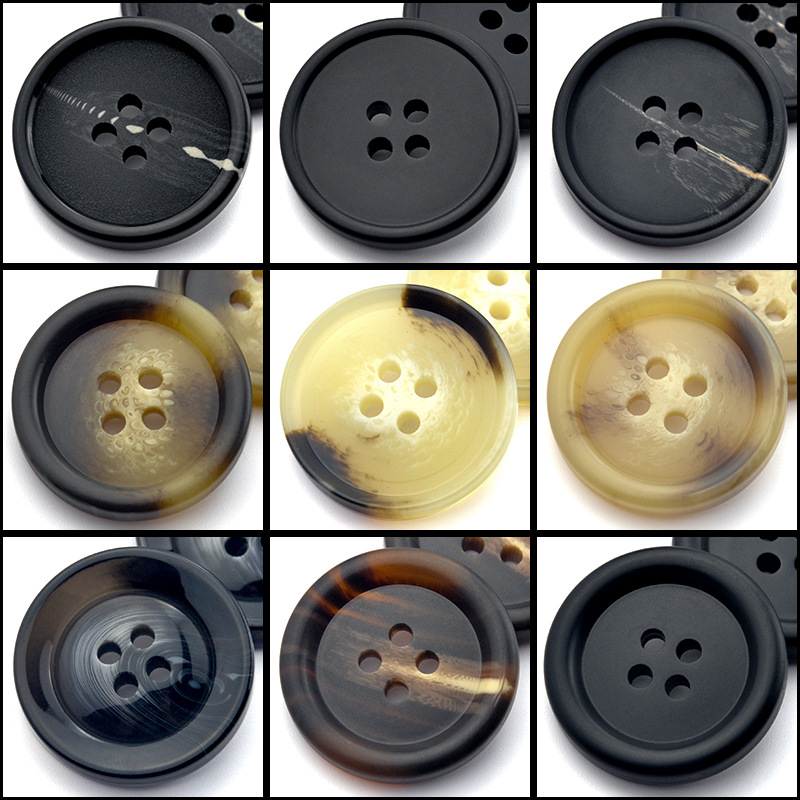 厂家花纹树脂纽扣圆形哑光风衣扣子女扣毛呢大衣黑色西装西服裤扣