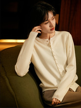 港米服饰【纵享冬暖 多色入】意大利工艺排扣羊毛羊绒针织开衫女