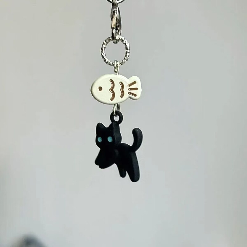 [black cat does not eat fish] cute pendant ins wind mobile phone chain simple personality pendant ccd camera ccd pendant