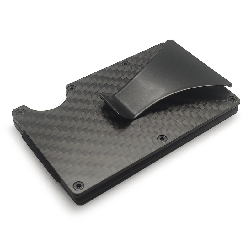 Multifuncional de fibra de carbono manga de la tarjeta anti-desmagnetizado anti-robo cepillo RFID titular de la tarjeta de aleación de aluminio titular de la tarjeta de crédito del banco caja de la tarjeta