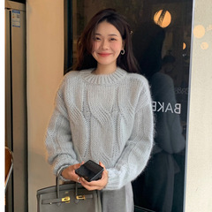 慵懒风麻花毛衣女春秋款韩式温柔风长袖针织衫上衣宽松显瘦打底衫