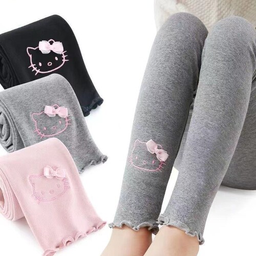 Hello Kitty Girls Leggings Spring and Autumn New Style Baby Girl Trousers Wear Outerwear Fashionable Children's Wear Pants