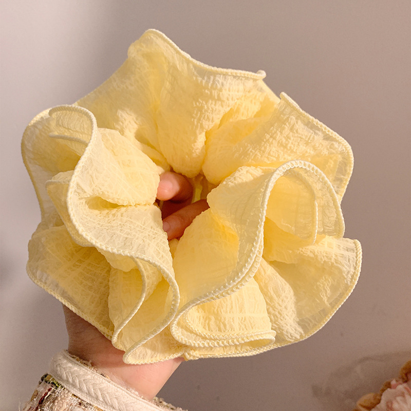 Corbata de pelo de intestino de lunares de crema grande coreana, gomas de goma de cola de caballo suaves para mujer, accesorios para el cabello de bola, accesorios para el cabello, cuerda para la cabeza