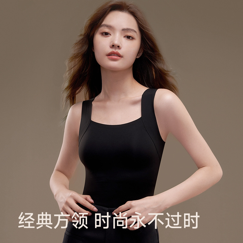 Camellia High-Elastic Thermal Beauty Back Underwear Square-Neck Vest Soft Lift-Up Slim Seamless Simple Base Shirt
