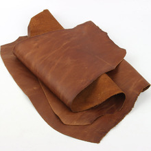 薄疯马皮料黄棕色做旧头层牛皮手工diy皮革面料复古油性牛皮