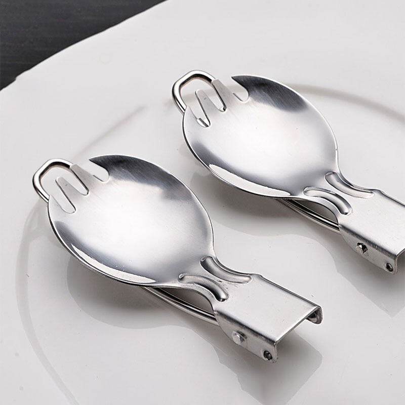 Stainless steel folding spoon, folding cutlery knife salad spoon with fork folding spoon outdoor portable suit Stainless steel folding spoon, folding cutlery knife salad spoon with fork folding spoon outdoor portable suit