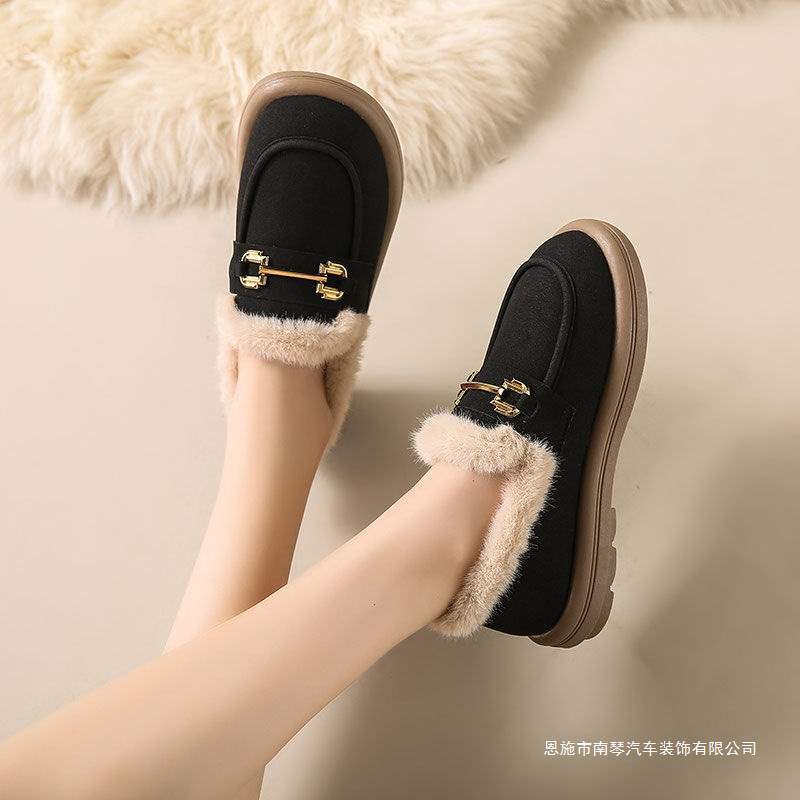 Maternity Cotton Shoes for Women with a Sense of Stepping on Shit, Four-Season Slip-On Plus Velvet Bean Shoes for Mothers, Soft-Soled Non-Slip Sports Shoes