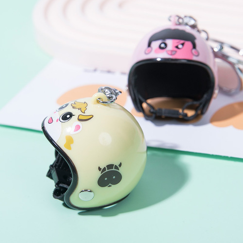 Cross-border creative twelve constellations mini helmet car keychain pendant cartoon hard hat school bag pendant wholesale